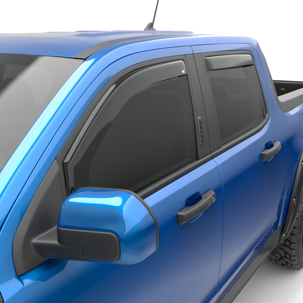 EGR 22-23 Ford Maverick Lariat XL XLT Front/Rear Window Visors - Dark Smoke Finish - Bull Strap