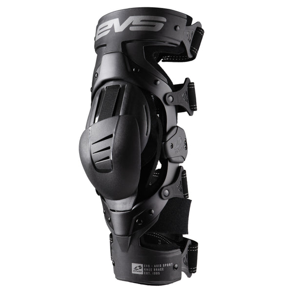 EVS Axis Sport Knee Brace Black/Black/Grey - Medium/Left - Bull Strap