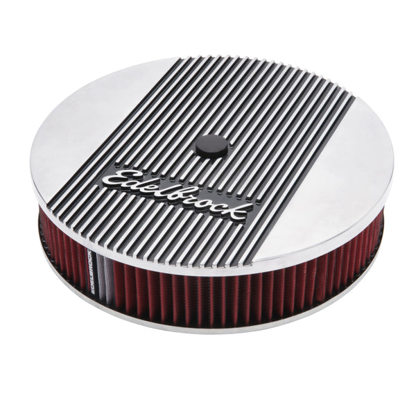 Edelbrock Air Cleaner Elite II 14In Diameter w/ 3In Element Polished - Bull Strap