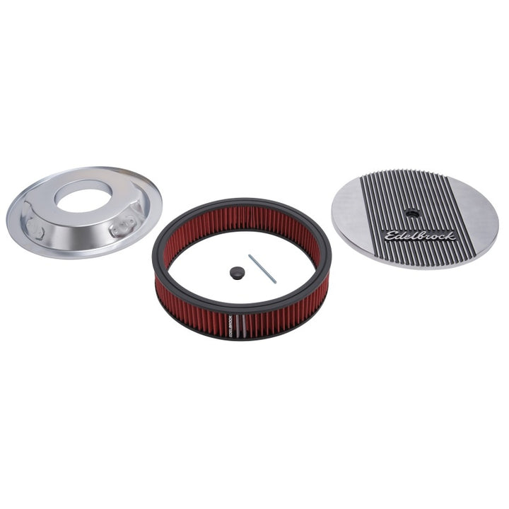 Edelbrock Air Cleaner Elite II 14In Diameter w/ 3In Element Polished - Bull Strap