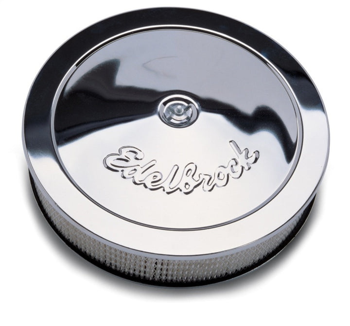 Edelbrock Air Cleaner Pro-Flo Series Round Steel Top Paper Element 14In Dia X 3 75In Dropped Base - Bull Strap