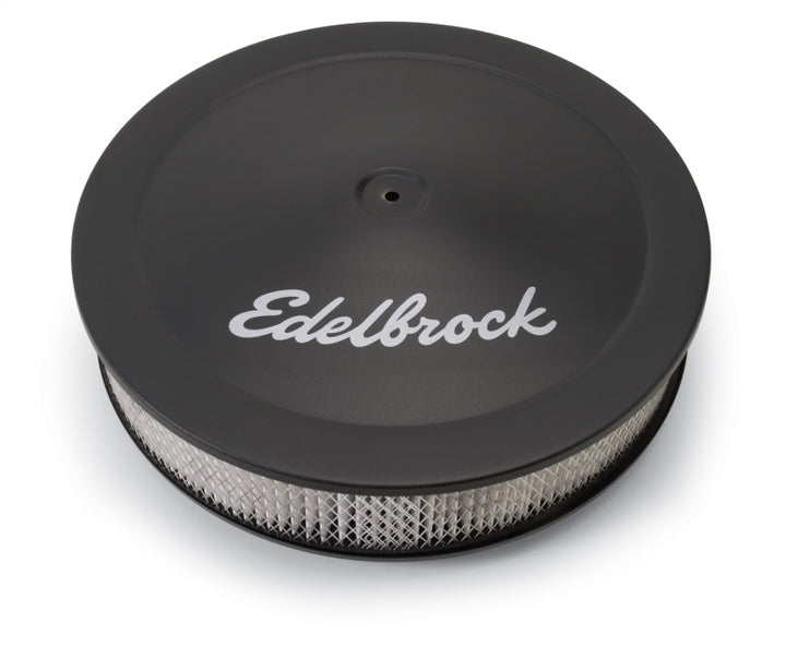 Edelbrock Air Cleaner Pro-Flo Series Round Steel Top Paper Element 14In Dia X 3 75In Dropped Base - Bull Strap