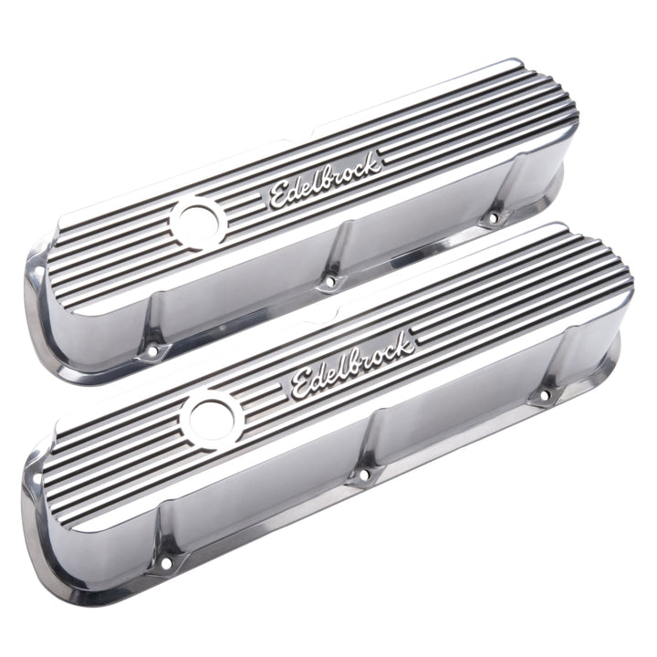Edelbrock Valve Cover Elite II Series Ford 289-302-351W CI V8 Tall Polished - Bull Strap
