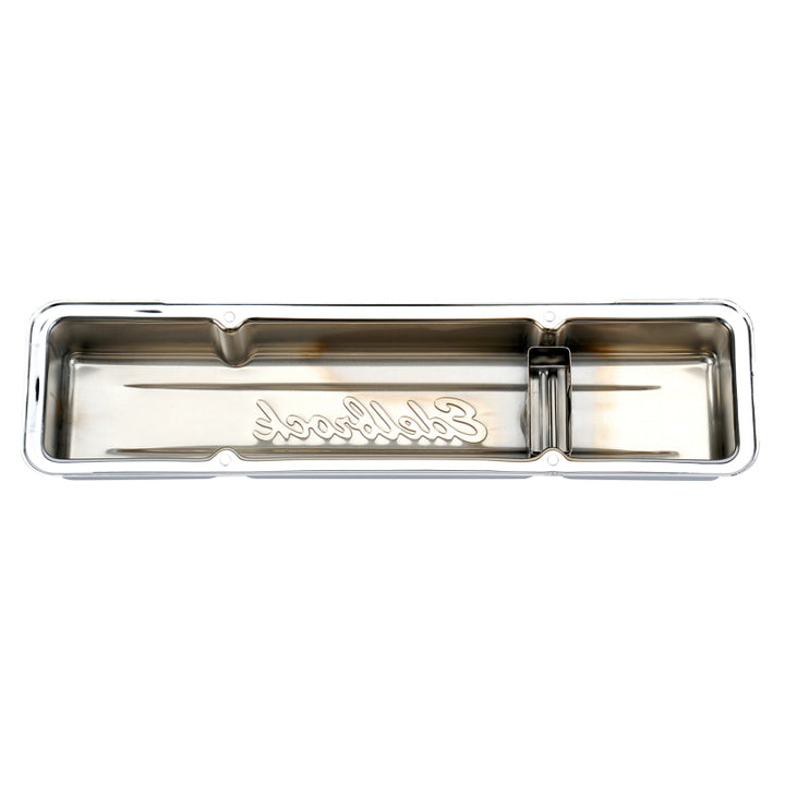 Edelbrock Valve Cover Signature Series Chevrolet 1959-1986 262-400 CI V8 Low Chrome - Bull Strap
