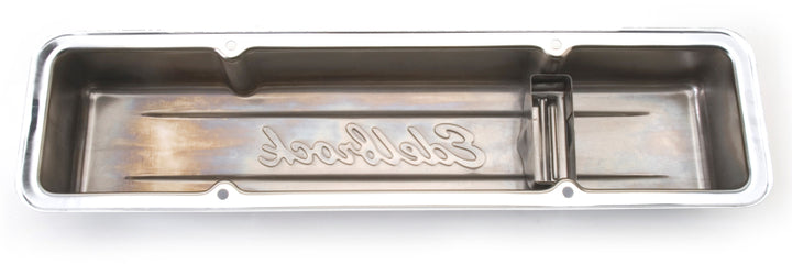Edelbrock Valve Cover Signature Series Chevrolet 1959-1986 262-400 CI V8 Low Chrome - Bull Strap