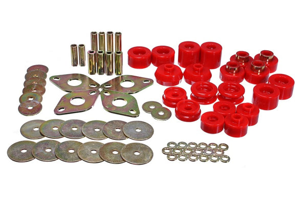 Energy Suspension 00-02 Toyota 4-Runner 2WD/4WD Red Body Mount Bushing Set - Bull Strap