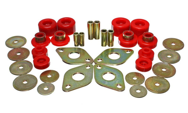 Energy Suspension 01-04 Toyota Pickup 2WD/4WD (Exc T-100/Tundra) Red Body Cab Mount Set - Bull Strap