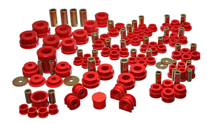 Energy Suspension 02-09 Nissan 350Z / 03-07 Infiniti G35 Coupe Red Hyper-Flex Master Bushing Set - Bull Strap