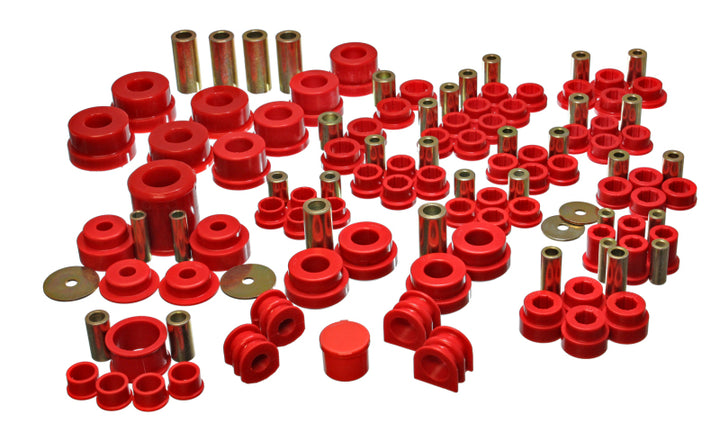 Energy Suspension 02-09 Nissan 350Z / 03-07 Infiniti G35 Coupe Red Hyper-Flex Master Bushing Set - Bull Strap