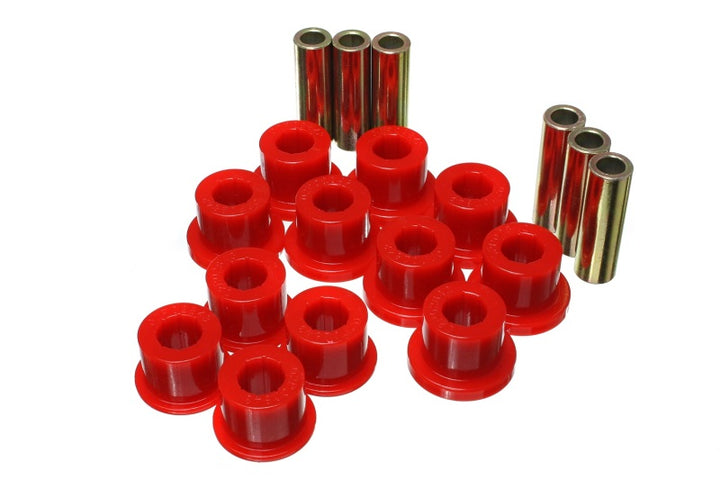 Energy Suspension 05-14 Toyota Tacoma Rear Leaf Spring Bushings - Red - Bull Strap