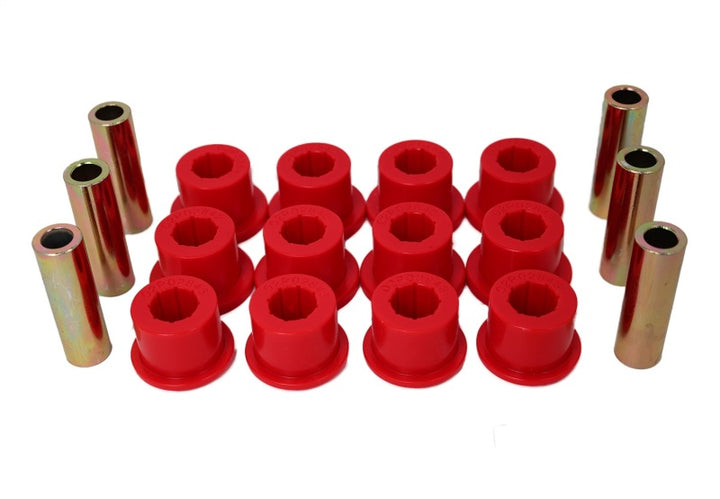 Energy Suspension 05-14 Toyota Tacoma Rear Leaf Spring Bushings - Red - Bull Strap
