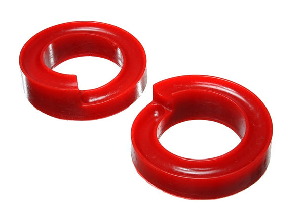 Energy Suspension 2005-07 Ford F-250/F-350 SD 2/4WD Front Coil Spring Isolator Set - Red - Bull Strap