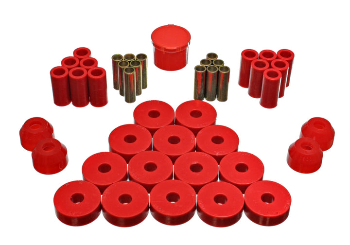 Energy Suspension 55-75 Jeep CJ5/CJ6 Red Hyper-Flex Master Bushing Set - Bull Strap