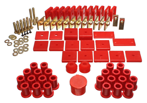 Energy Suspension 64-78 Toyota FJ40 Land Cruiser Red Hyper-Flex Master Bushing Set - Bull Strap