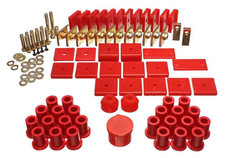 Energy Suspension 64-78 Toyota FJ40 Land Cruiser Red Hyper-Flex Master Bushing Set - Bull Strap