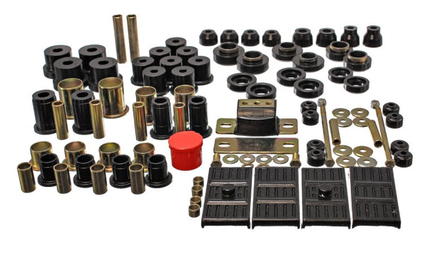Energy Suspension 67-69 Chevrolet Camaro (w/mono leaf springs) Black Hyper-flex Master Bushing Set - Bull Strap