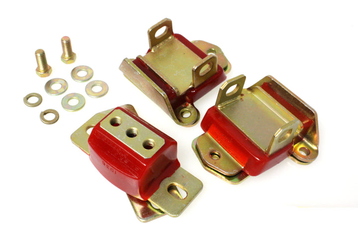 Energy Suspension 67-72 Camaro/64-72 Chevelle/63-82 Corvette Red Zinc 2 Engine & 1 Trans Mount Set - Bull Strap