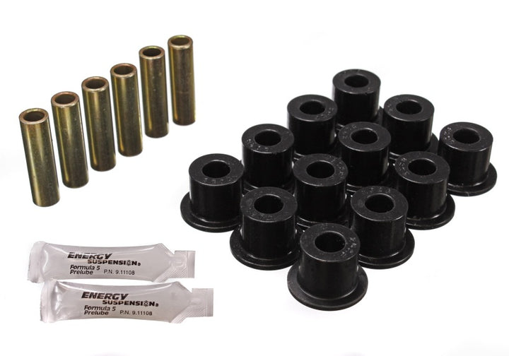 Energy Suspension 72-81 Scout II Black Front & Rear Leaf Spring Bushing Set - Bull Strap