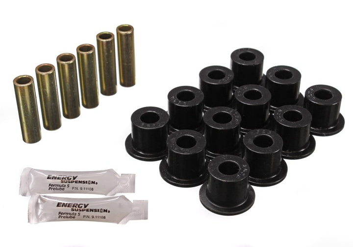 Energy Suspension 72-81 Scout II Black Front & Rear Leaf Spring Bushing Set - Bull Strap