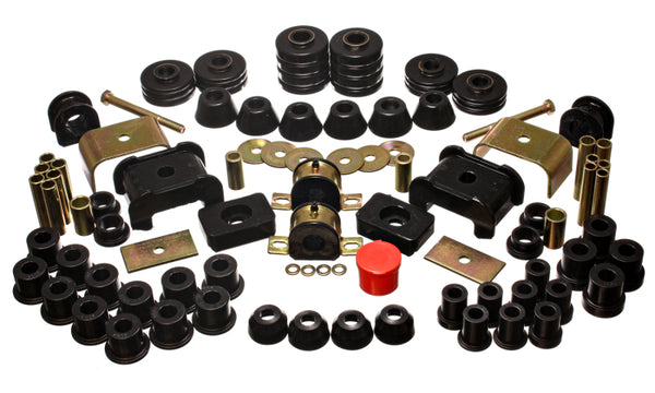 Energy Suspension 73-80 Chev/GMC 4WD w/Aftermarket Front Springs Black Hyper-Flex Master Bushing Set - Bull Strap
