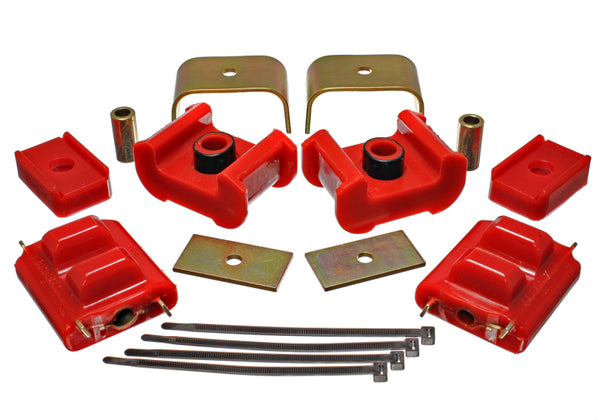 Energy Suspension 73-84 K5 Blazer 4WD Fullsize Red Complete Motor&Trans Mount Set Zinc Finish - Bull Strap