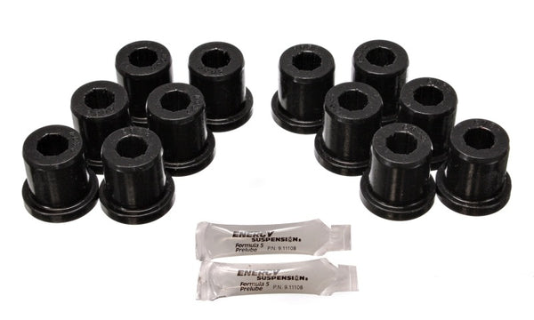 Energy Suspension 81-89 Toyota FJ40/FJ60 Landcruiser 2/4WD Blk Front Leaf Spring Bushing Set - Bull Strap