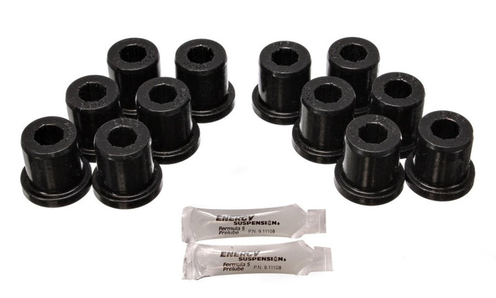 Energy Suspension 81-89 Toyota FJ40/FJ60 Landcruiser 2/4WD Blk Front Leaf Spring Bushing Set - Bull Strap