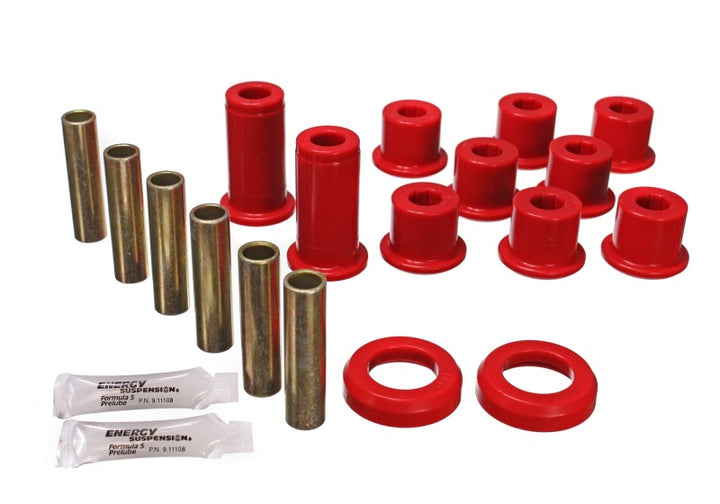 Energy Suspension 82-04 GM S-10/S-15 Pickup 2WD / 82-04 S-10 Blazer Red Rear Leaf Spring Bushing Set - Bull Strap