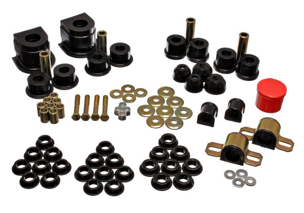 Energy Suspension 86-91 Mazda RX7 Black Hyper-Flex Master Bushing Set - Bull Strap