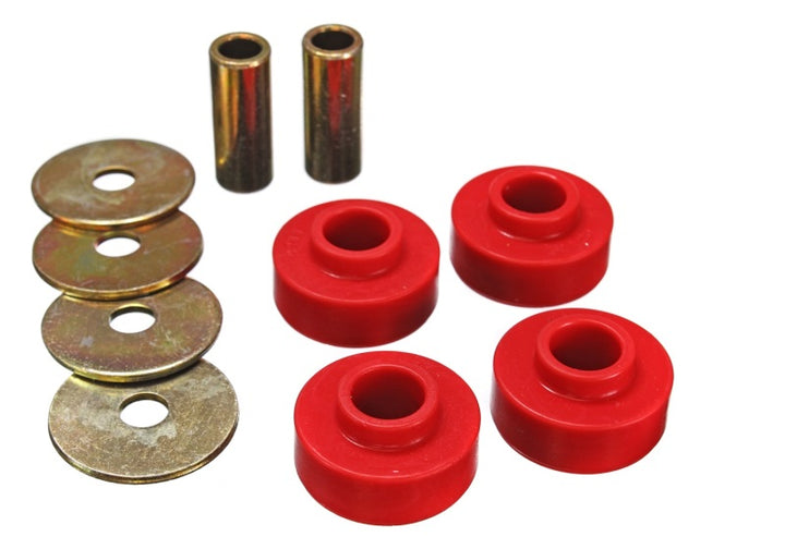 Energy Suspension 89-97 Ford Thunderbird / 99-04 Mustang Cobra Red Differential Carrier Bushings - Bull Strap