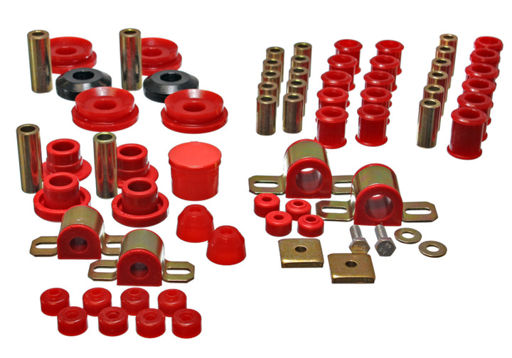 Energy Suspension 95-98 Nissan 240SX (S14) Red Hyper-Flex Master Bushing Set - Bull Strap