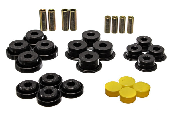 Energy Suspension 97-06 Jeep Wrangler TJ Blk Rear Control Arm Bushings (Must reuse OEM Outer Shells - Bull Strap
