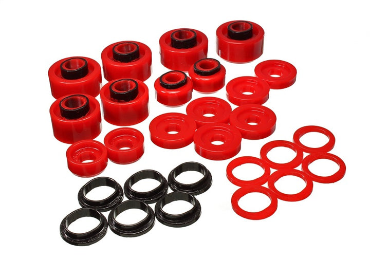 Energy Suspension 99-07 Ford F-250/F-350 SD 2/4WD Crew Cab Body Mount Set - Red - Bull Strap