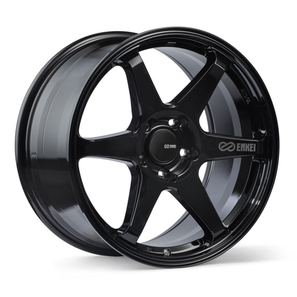 Enkei T6R 18x9.5 38mm Offset 5x114.3 Bolt Pattern 72.6 Bore Gloss Black Wheel - Bull Strap