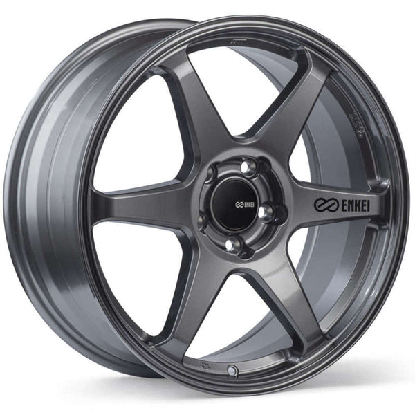 Enkei T6R 18x9.5 45mm Offset 5x120 Bolt Pattern 72.6 Bore Gloss Gunmetal Wheel - Bull Strap
