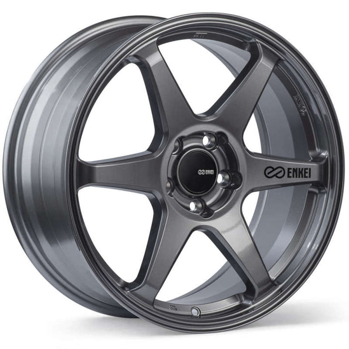 Enkei T6R 18x9.5 45mm Offset 5x120 Bolt Pattern 72.6 Bore Gloss Gunmetal Wheel - Bull Strap