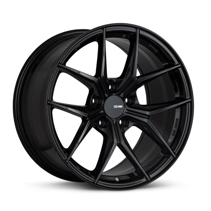 Enkei TSR-X 18x8.5 38mm Offset 5x114.3 BK 72.6mm Bore Gloss Black - Bull Strap