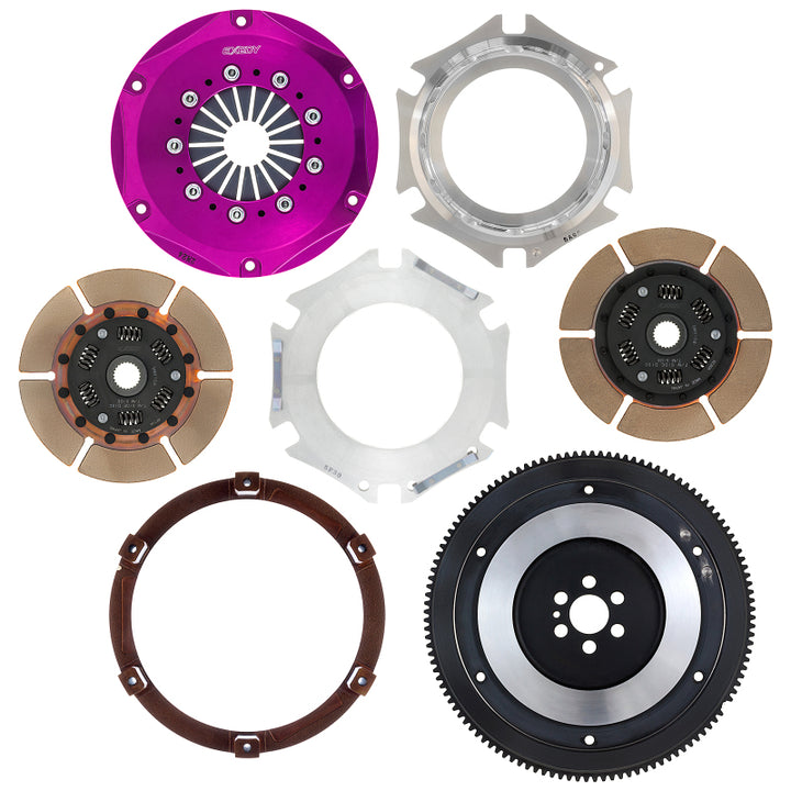 Exedy 1989-1993 Nissan Skyline GTR L6 Hyper Twin Cerametallic Clutch Sprung Center Disc Push Type - Bull Strap