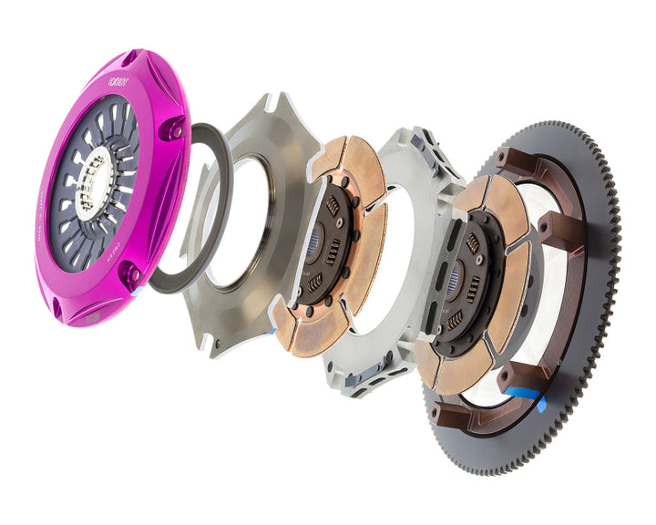 Exedy 2004-2014 Subaru Impreza WRX STI H4 Hyper Twin Cerametallic Clutch Sprung Center Disc Pull - Bull Strap