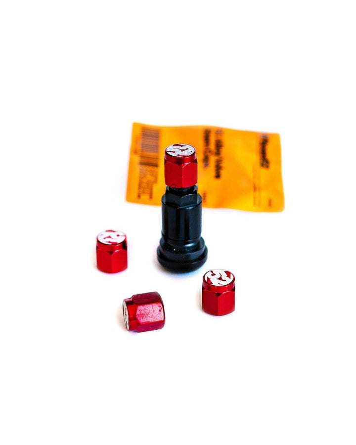 Fifteen52 Valve Stem Cap Set - Red - 4 Pieces - Bull Strap