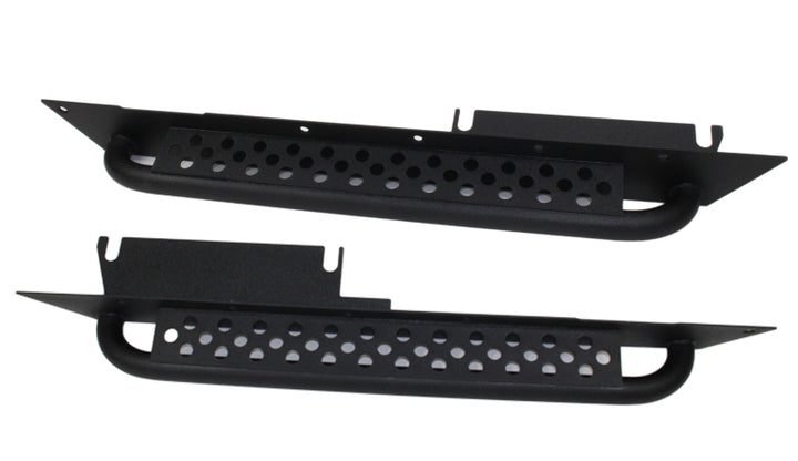 Fishbone Offroad 97-06 Jeep Wrangler TJ Steel Rock Slider - Black Textured Powdercoat - Bull Strap