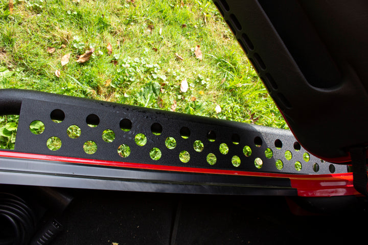 Fishbone Offroad 97-06 Jeep Wrangler TJ Steel Rock Slider - Black Textured Powdercoat - Bull Strap