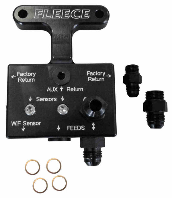 Fleece Performance 03-07 Dodge 5.9L / 07.5-09 6.7L Cummins 3rd Gen Fuel Distribution Block - Bull Strap