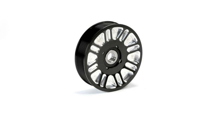 Fleece Performance 03-18 Dodge 2500/3500 Cummins Upper Fan Pulley Idler (Black Contrast) - Bull Strap