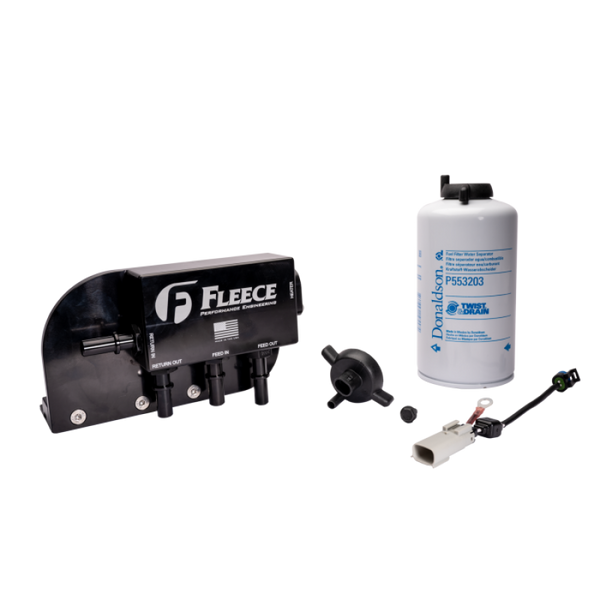 Fleece Performance 17-24 Ford F250-550 Powerstroke Under Bed Fuel Filter Assembly - Bull Strap