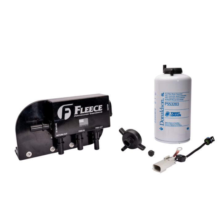 Fleece Performance 17-24 Ford F250-550 Powerstroke Under Bed Fuel Filter Assembly - Bull Strap