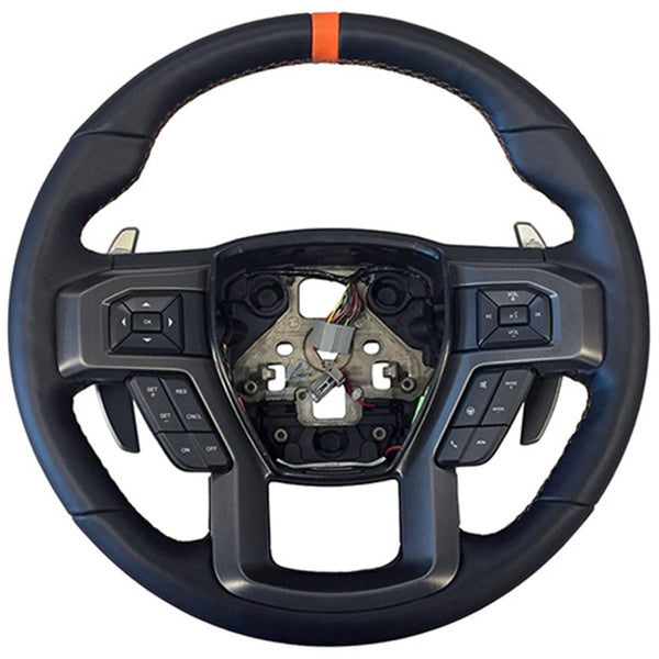 Ford Racing 2015-2017 F-150 Raptor Performance Steering Wheel Kit - Orange Sightline - Bull Strap