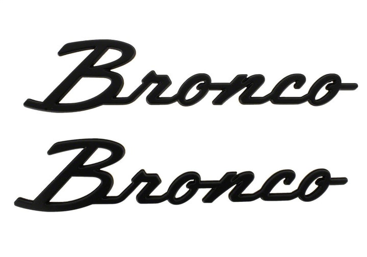 Ford Racing 2021+ Bronco Classic Script Fender Badges - Matte Black (Pair) - Bull Strap