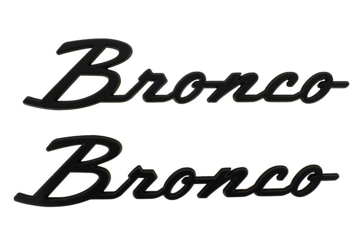 Ford Racing 2021+ Bronco Classic Script Fender Badges - Matte Black (Pair) - Bull Strap