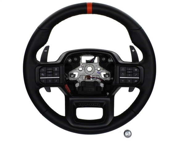 Ford Racing 2021+ F-150 Raptor Steering Wheel Kit - Black - Bull Strap